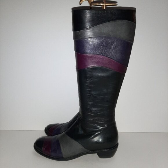 ARNOLD CHURGIN Handmade Colorblock Knee High Tall Boot Genuine Leather Sz US 6.5 - Picture 5 of 15
